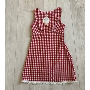 Red Checkered Gingham Mini Dress